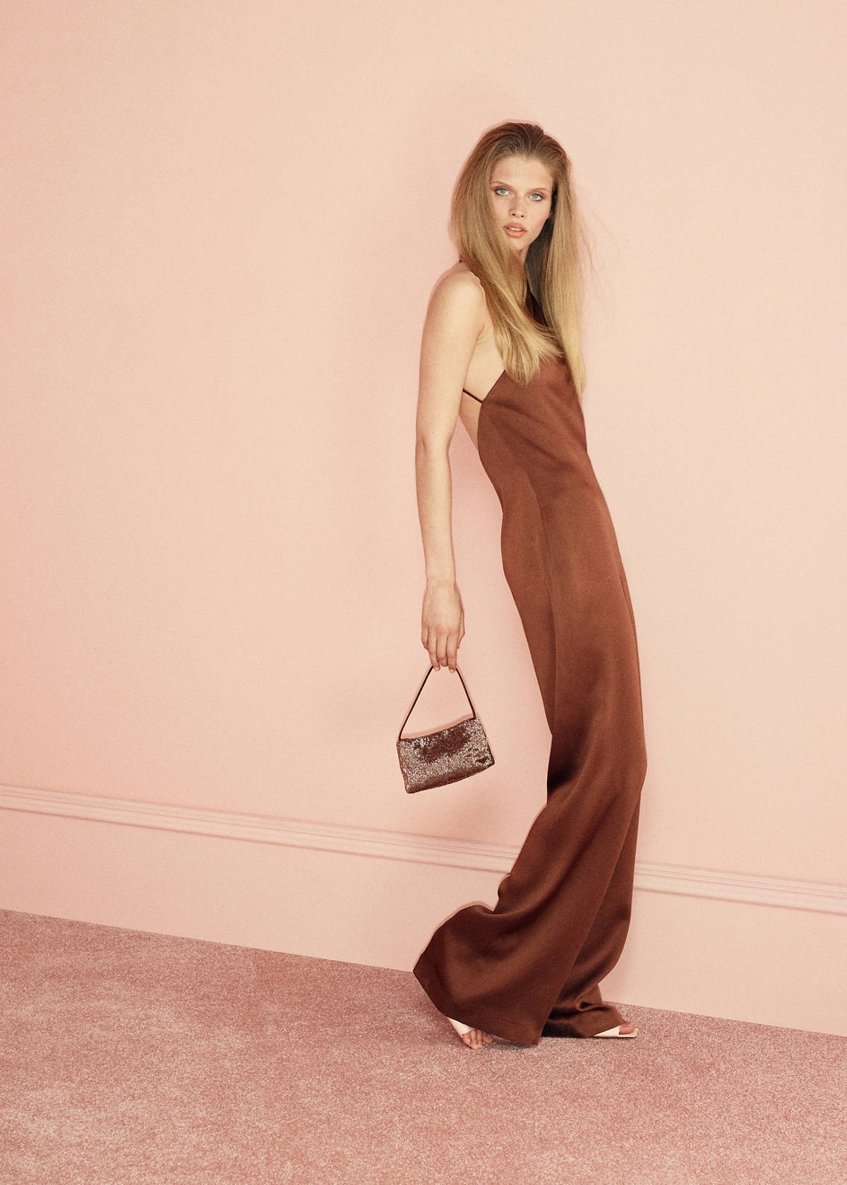 Crystal clutch bag — Brown