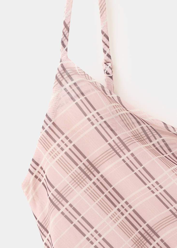 Gathered check dress — Pink