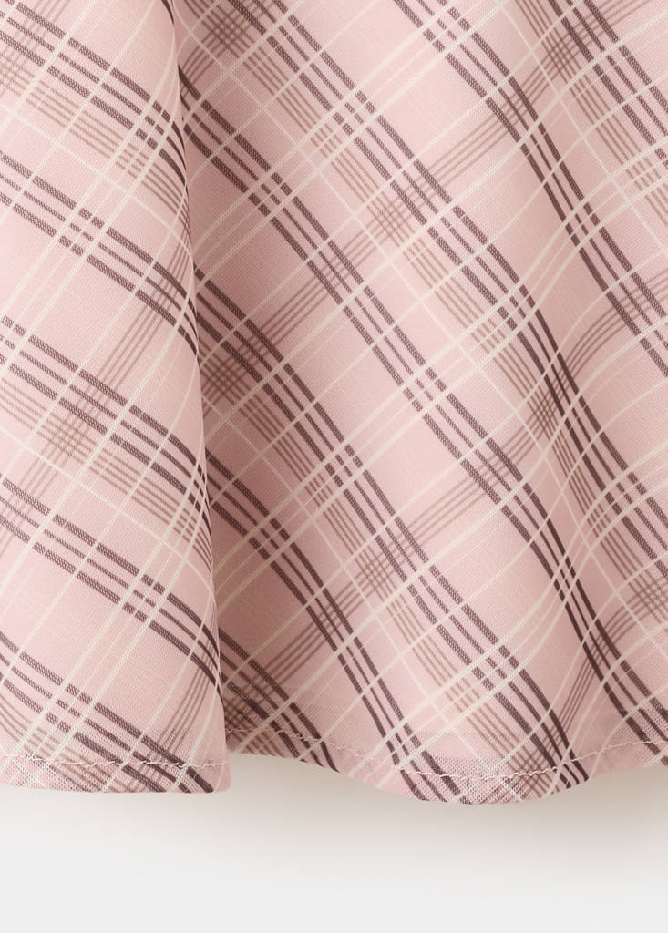 Gathered check dress — Pink