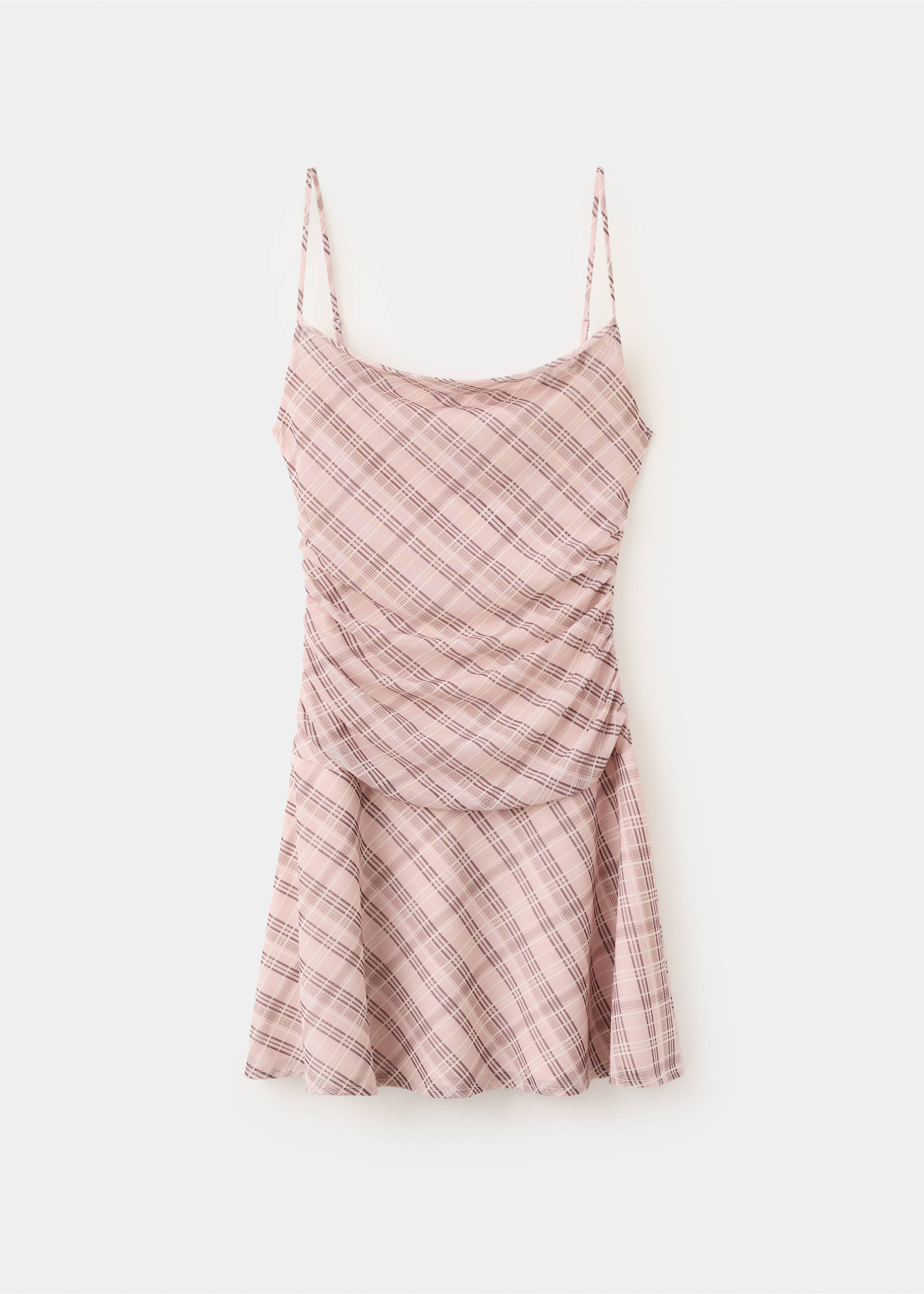 Gathered check dress - Article without model, Pink. Ref: 37071464-00.