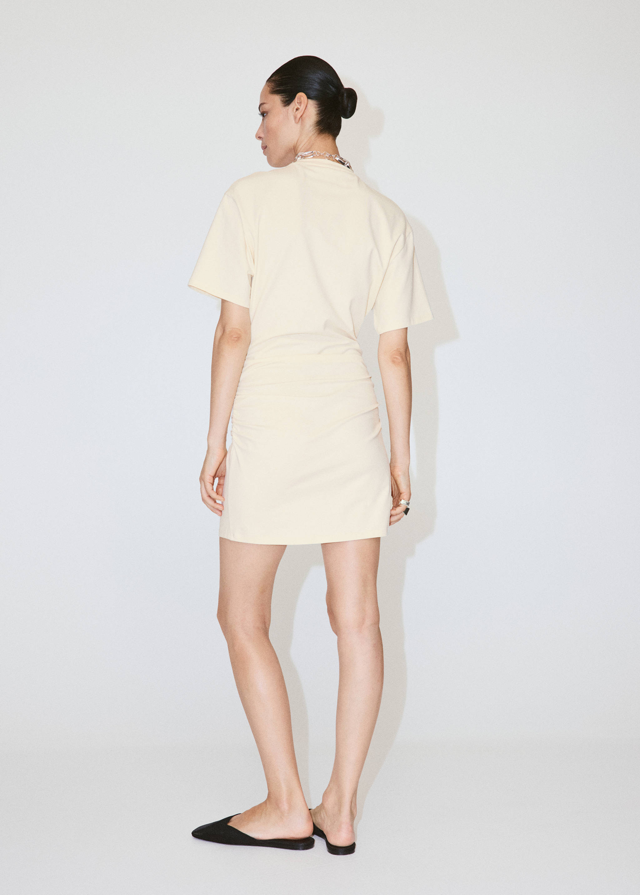 Cotton dress with gathered sides - Reverse of the article