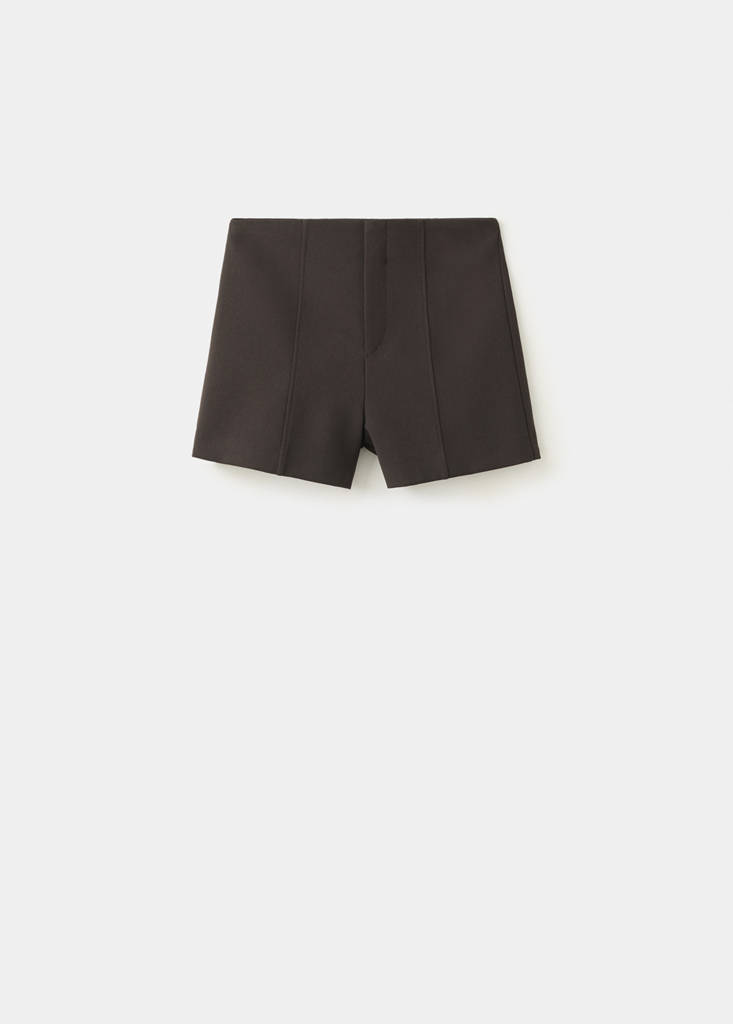 High-waisted stitched shorts — Chocolate