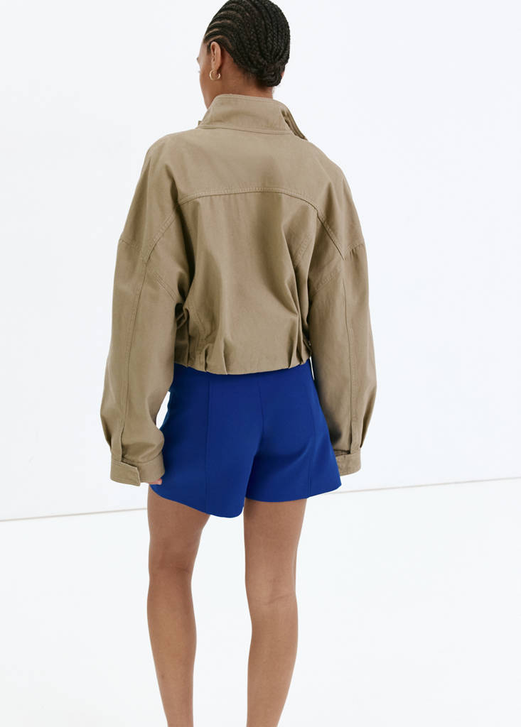 High-waisted stitched shorts — Blue