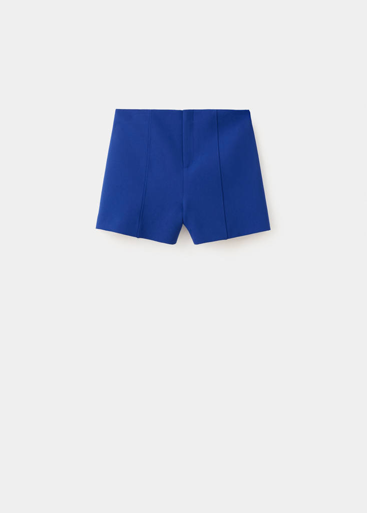 High-waisted stitched shorts — Blue