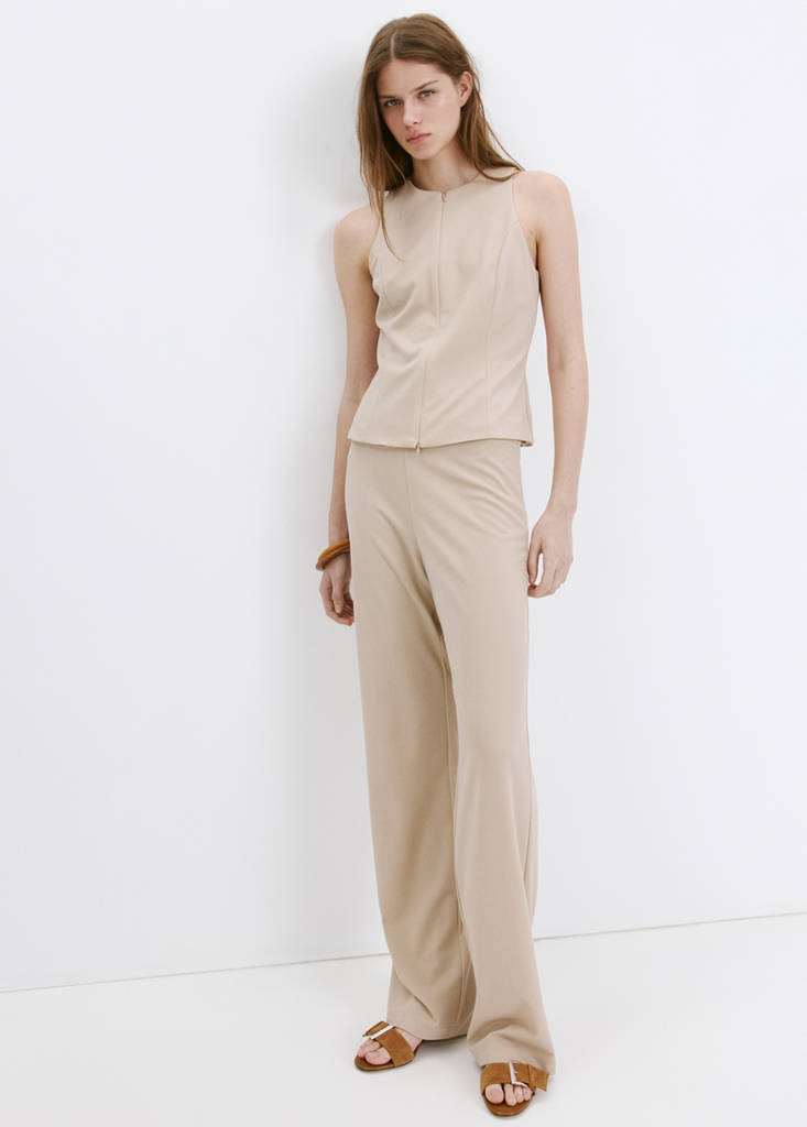 Zipper fitted waistcoat — Sand