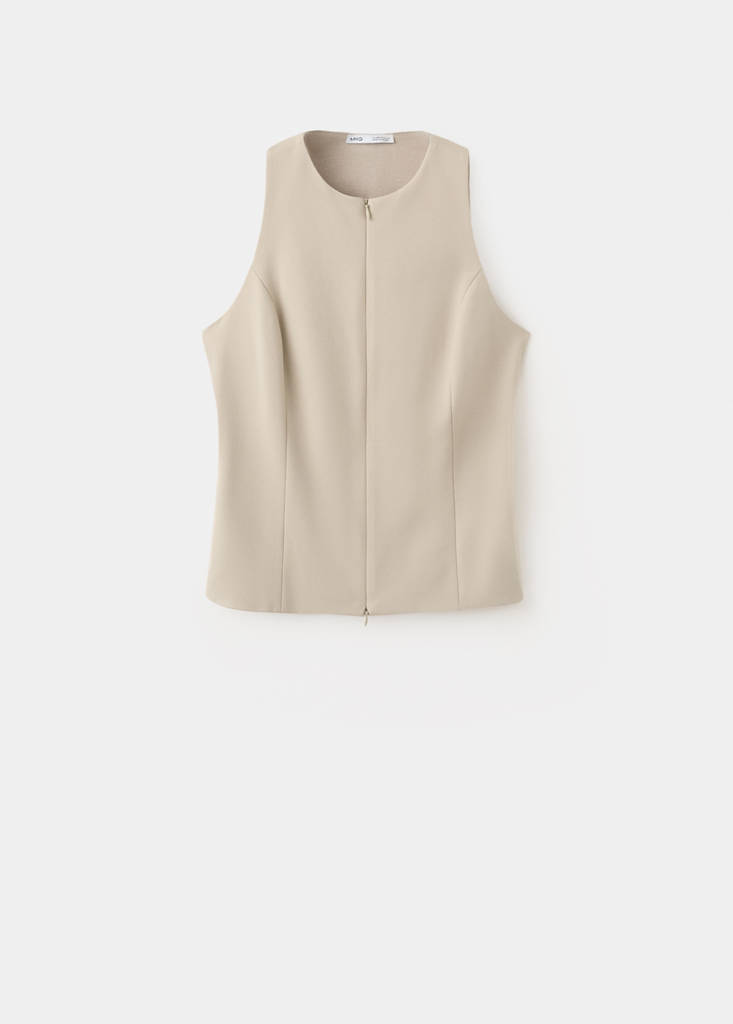 Zipper fitted waistcoat — Sand