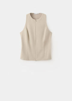 Zipper fitted waistcoat — Sand 5