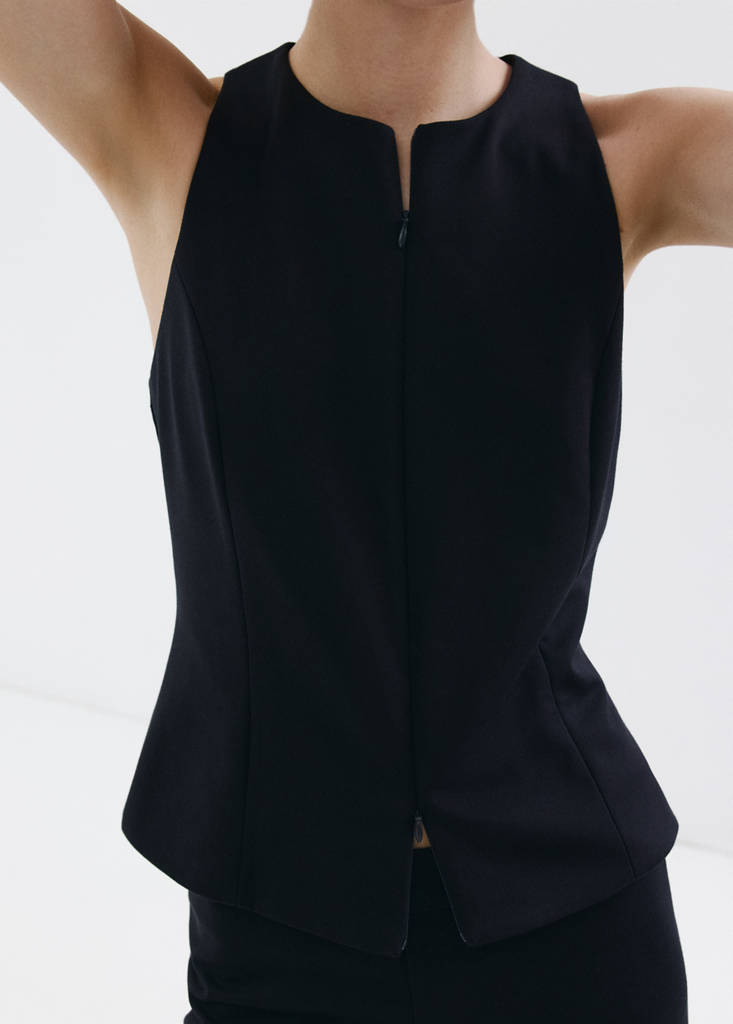 Zipper fitted waistcoat — Navy