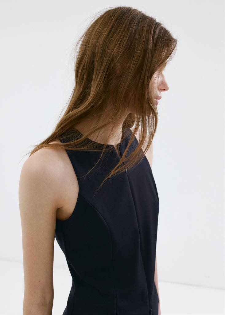 Zipper fitted waistcoat — Navy