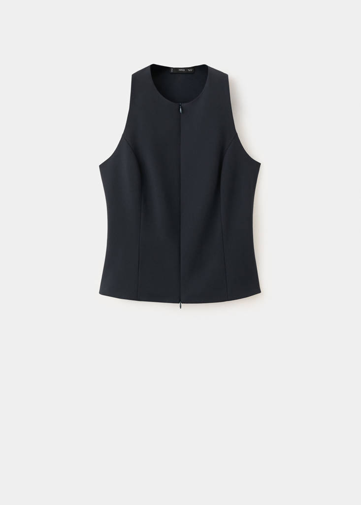 Zipper fitted waistcoat — Navy
