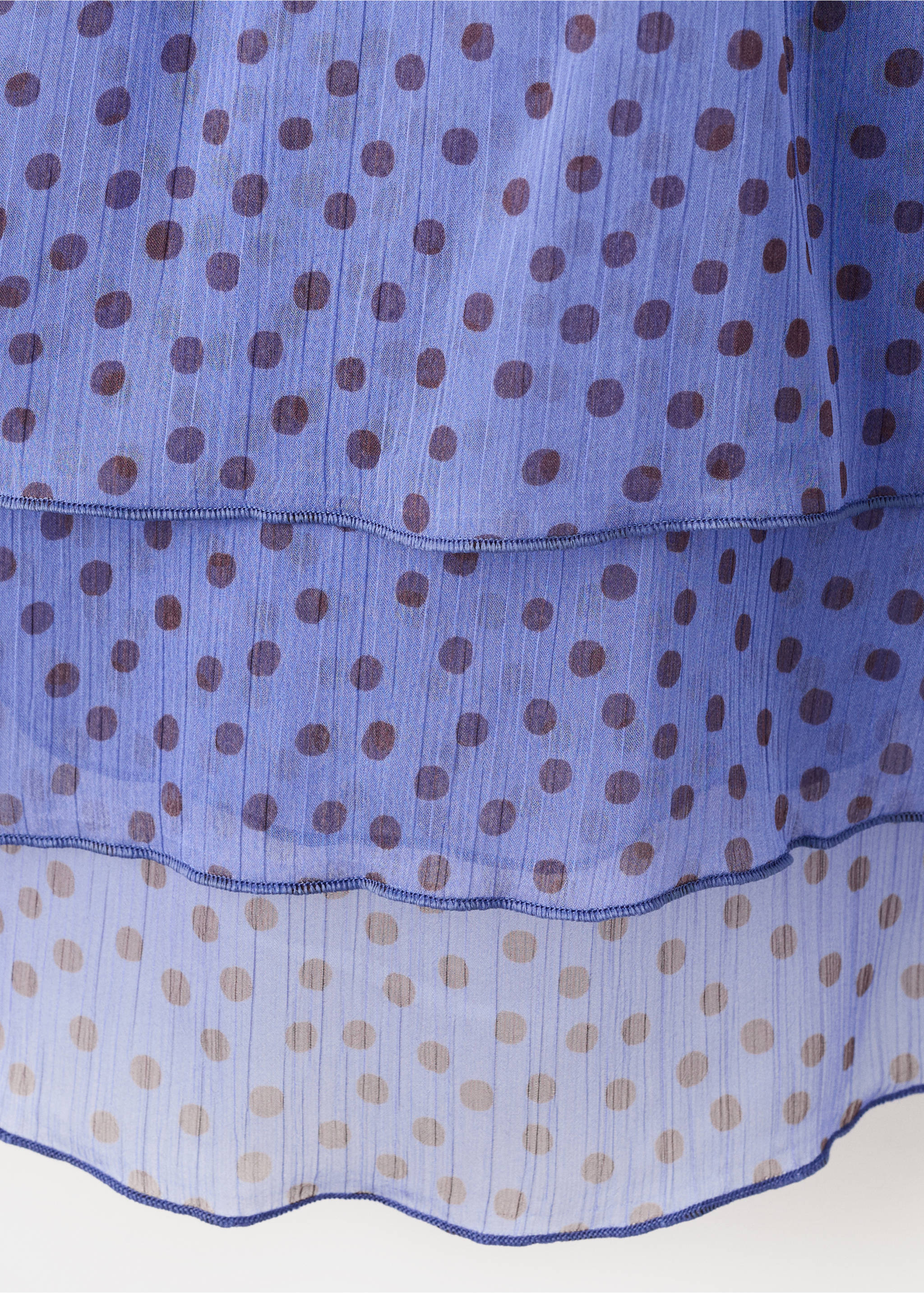 Polka-dot blouse with draped collar - Details of the article 8, Blue. Ref: 37071469-00.