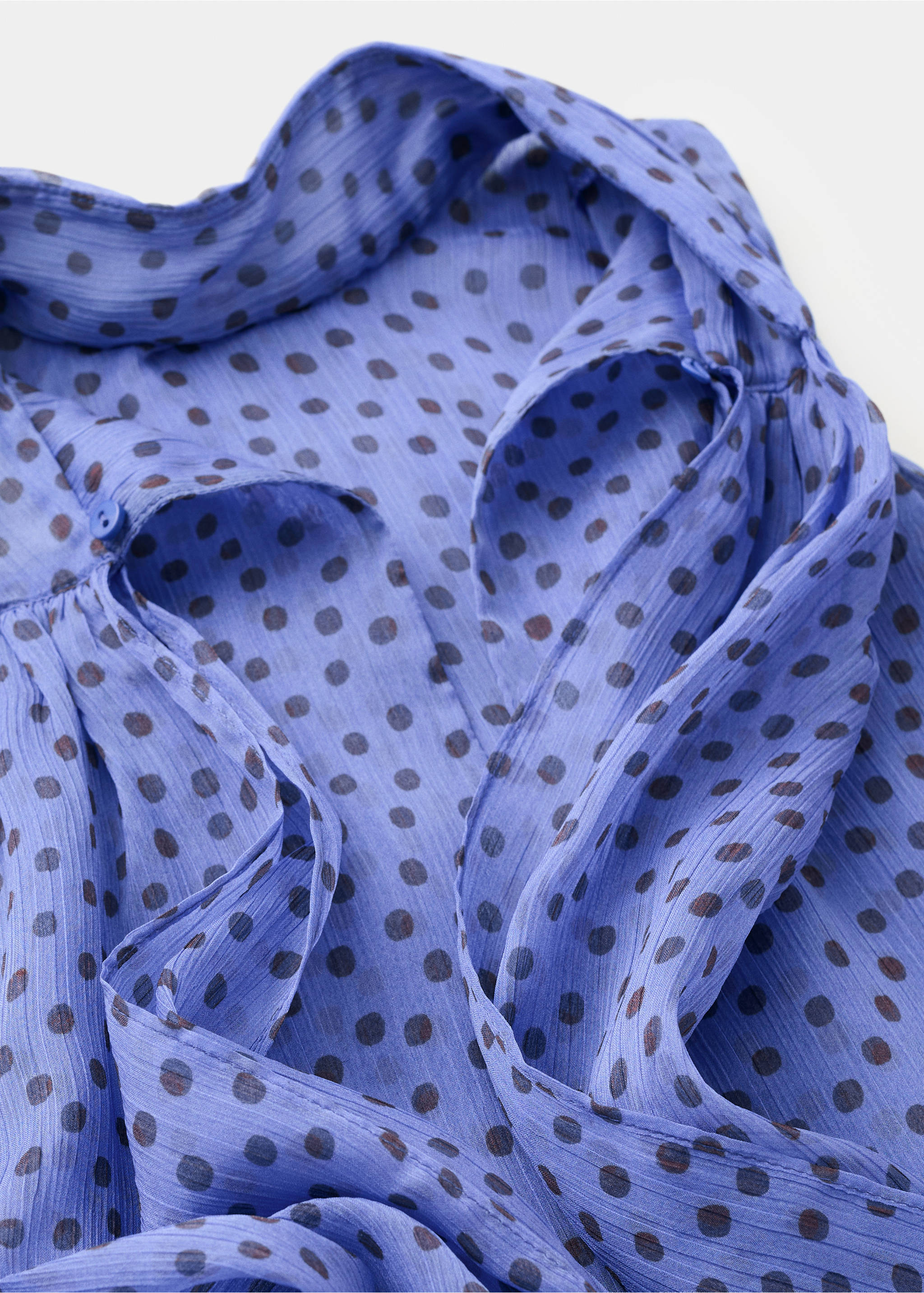 Polka-dot blouse with draped collar - Details of the article 0, Blue. Ref: 37071469-00.