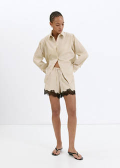 Striped lace shorts — Pastel Yellow 2
