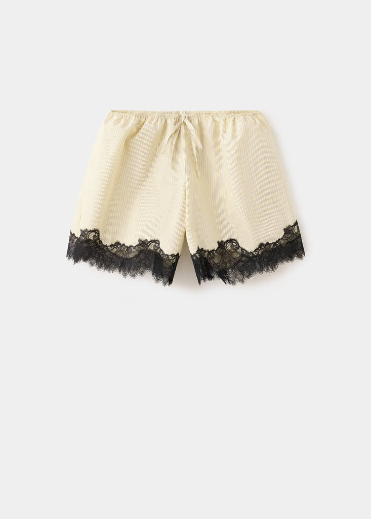 Striped lace shorts — Pastel Yellow