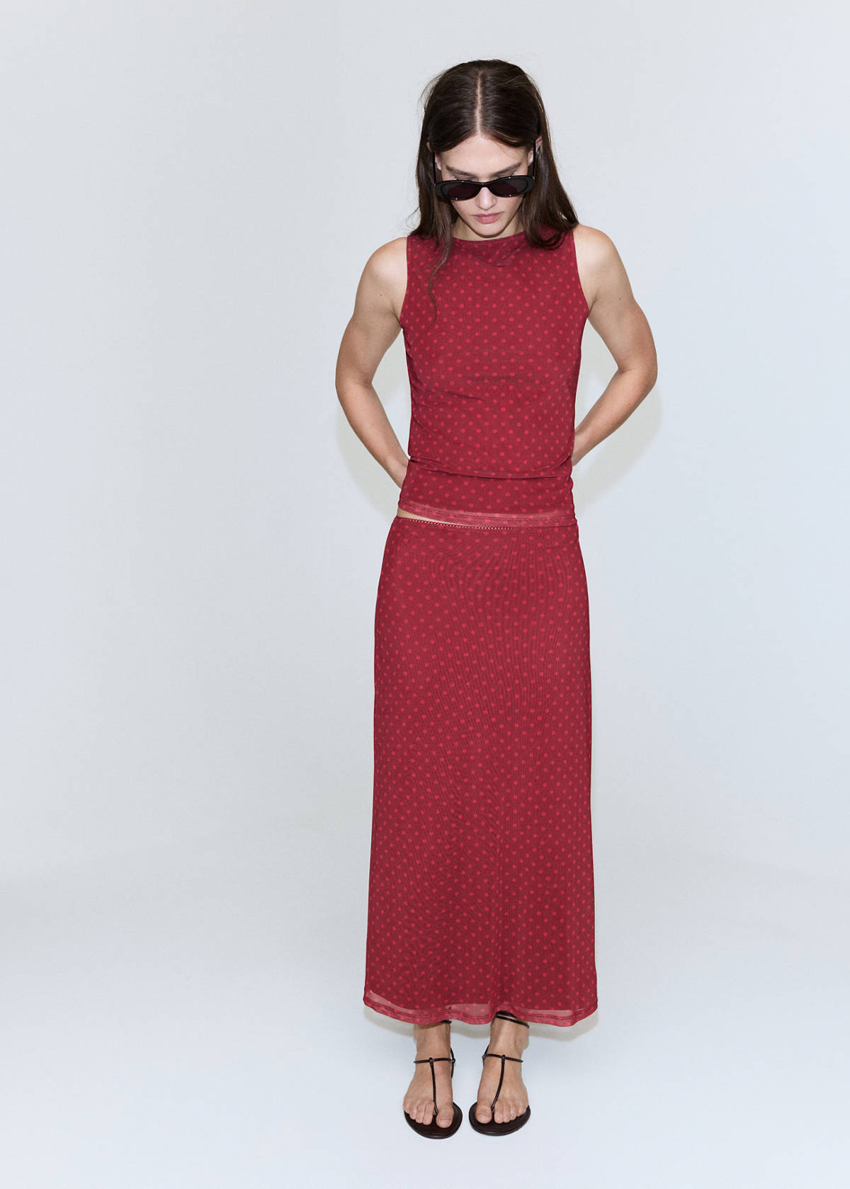 Polka dot tulle skirt — Red