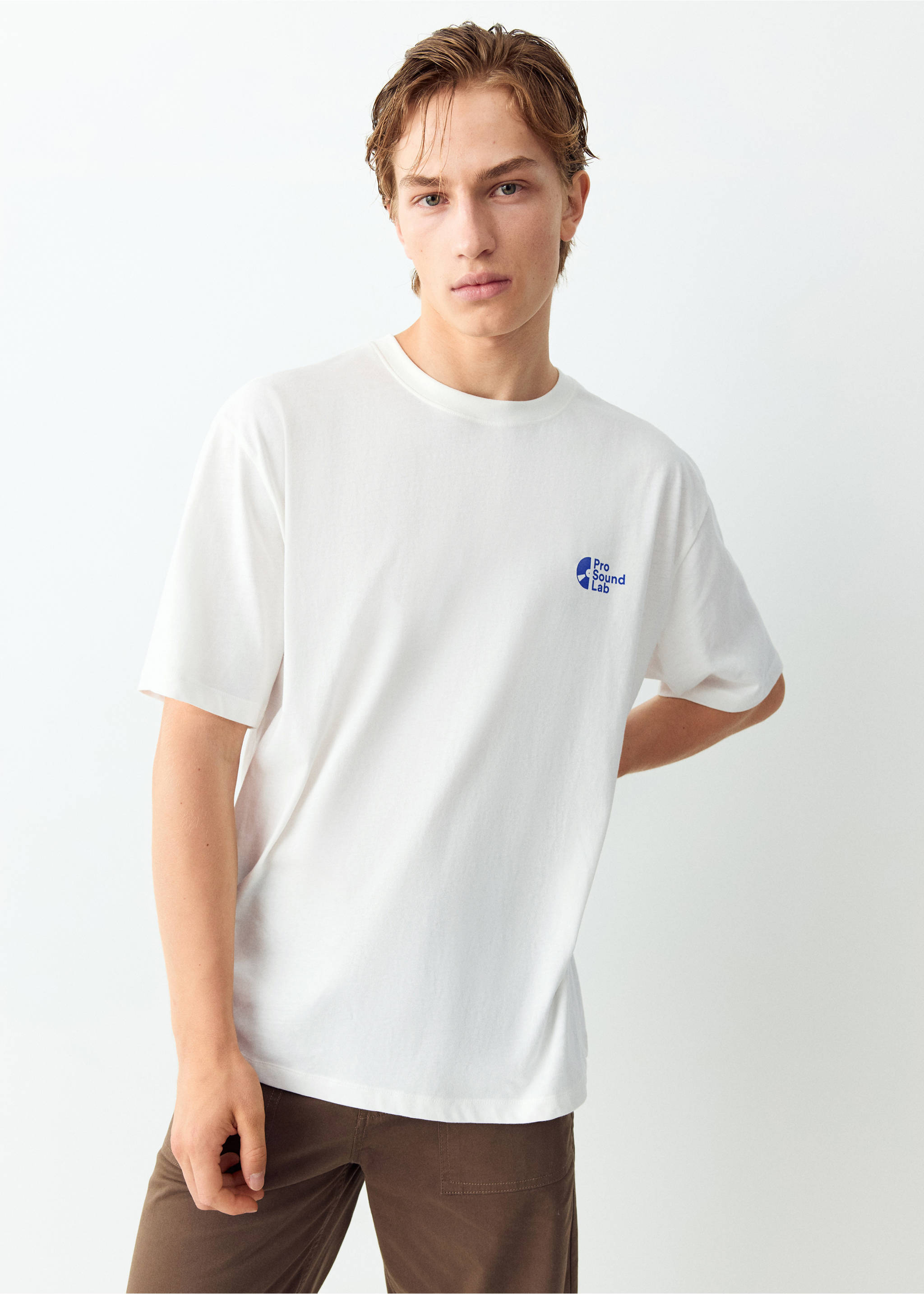 Camiseta algodón estampada - Plano medio, Blanco roto. Ref: 37071475-00.