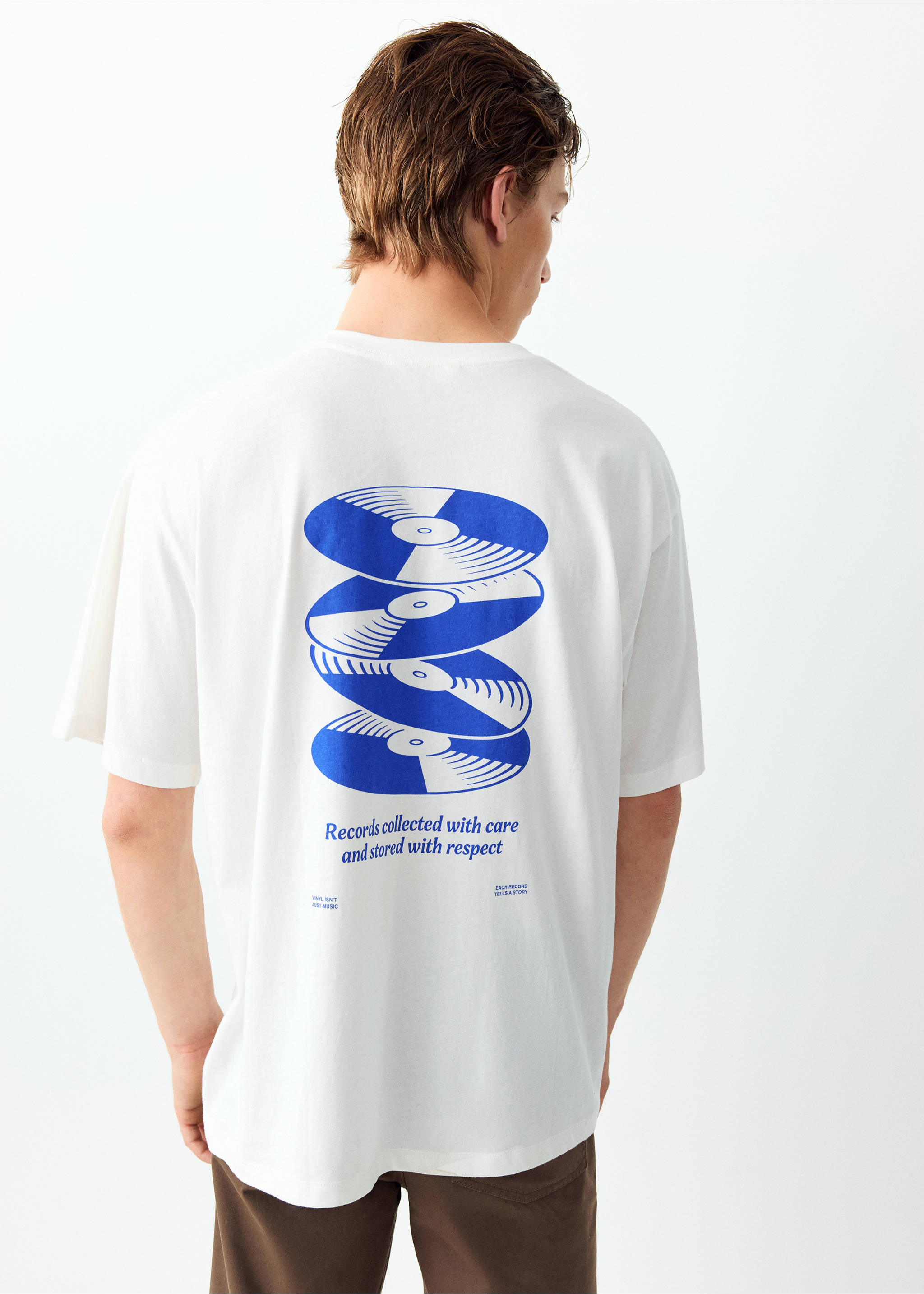 Camiseta algodón estampada - Reverso del artículo, Blanco roto. Ref: 37071475-00.