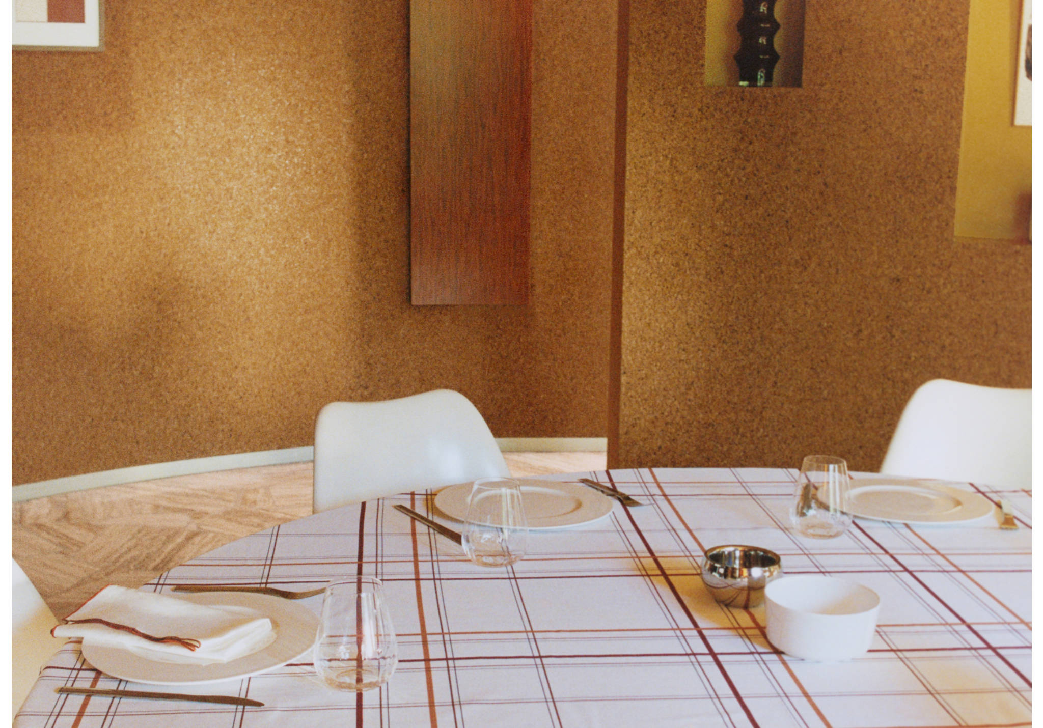 Cotton check-print tablecloth for 6 to 8 diners - Panoramic plane