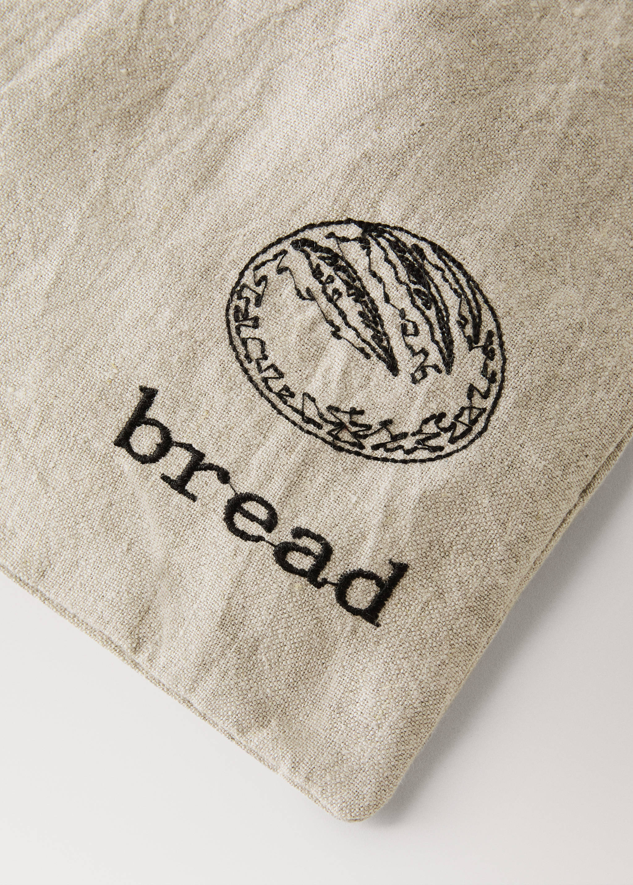 Embroidered washed linen bread bag - Details of the article 1