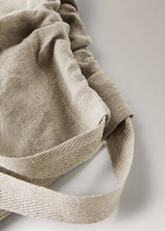 Embroidered washed linen bread bag — Light/Pastel Brown 3