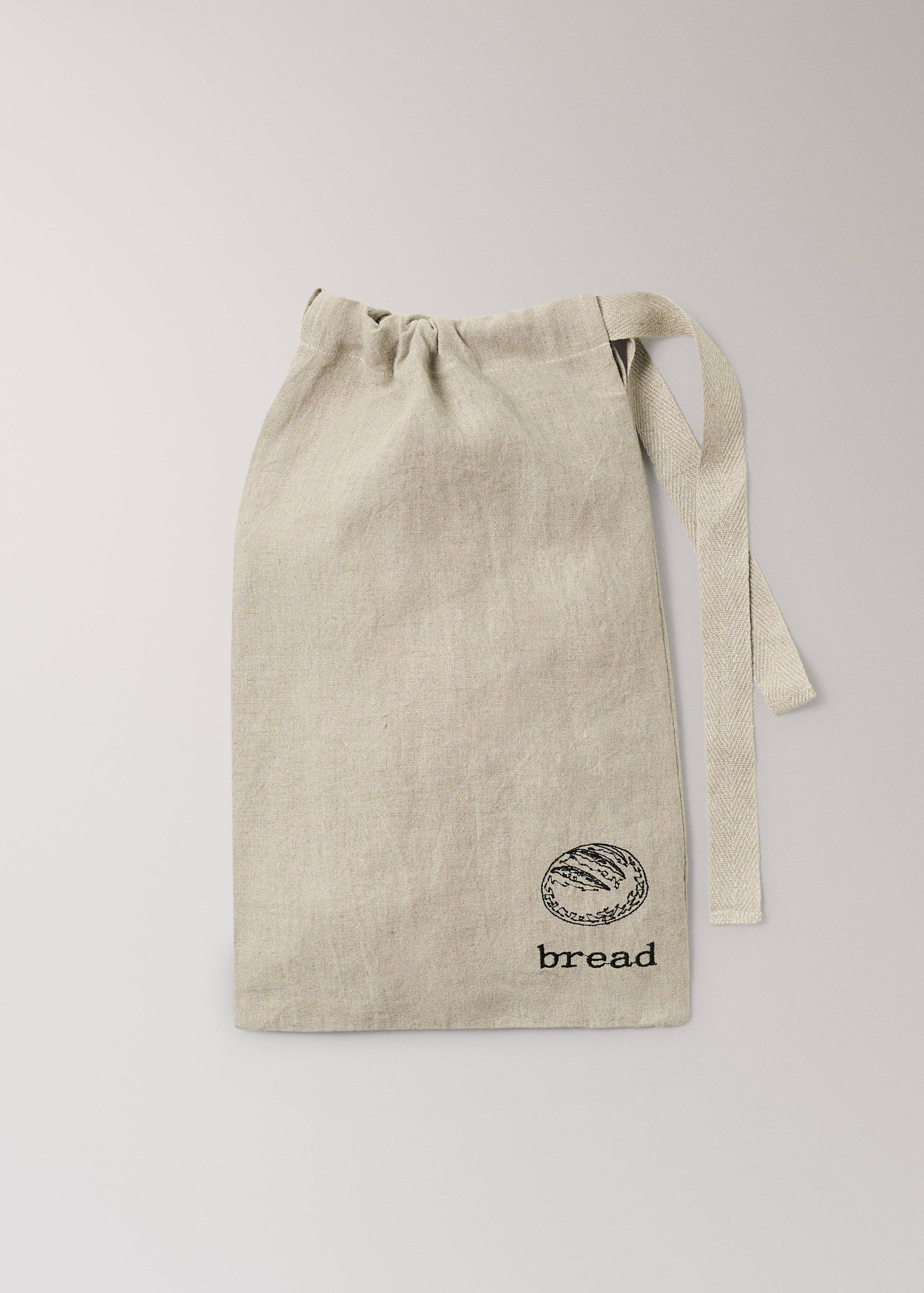 Embroidered washed linen bread bag - Article without model