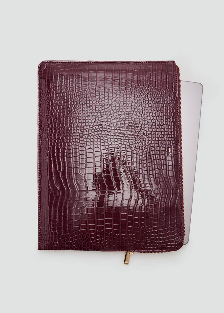 Shiny coco laptop sleeve — Burgundy