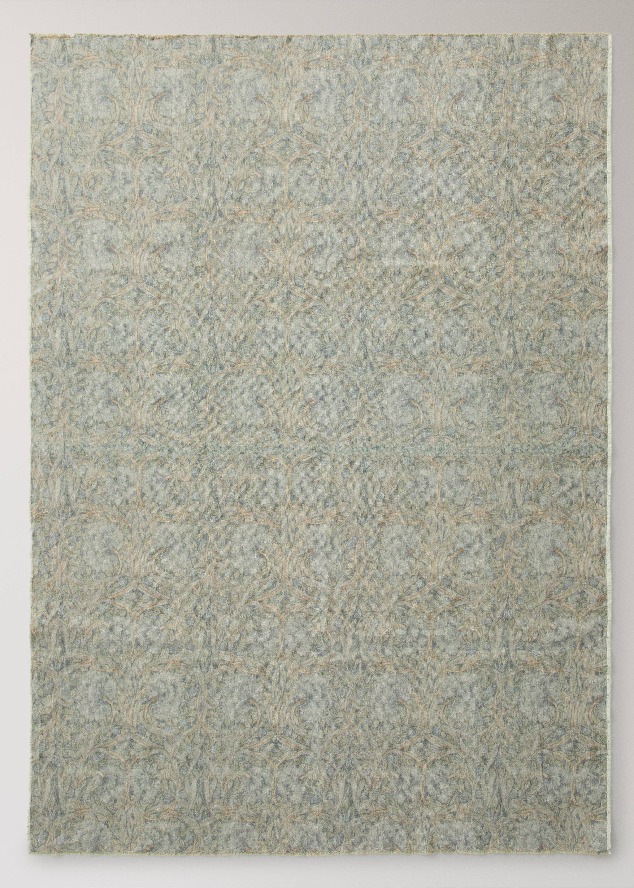Printed cotton linen blanket - Details of the article 2, Blue. Ref: 37071481-00.