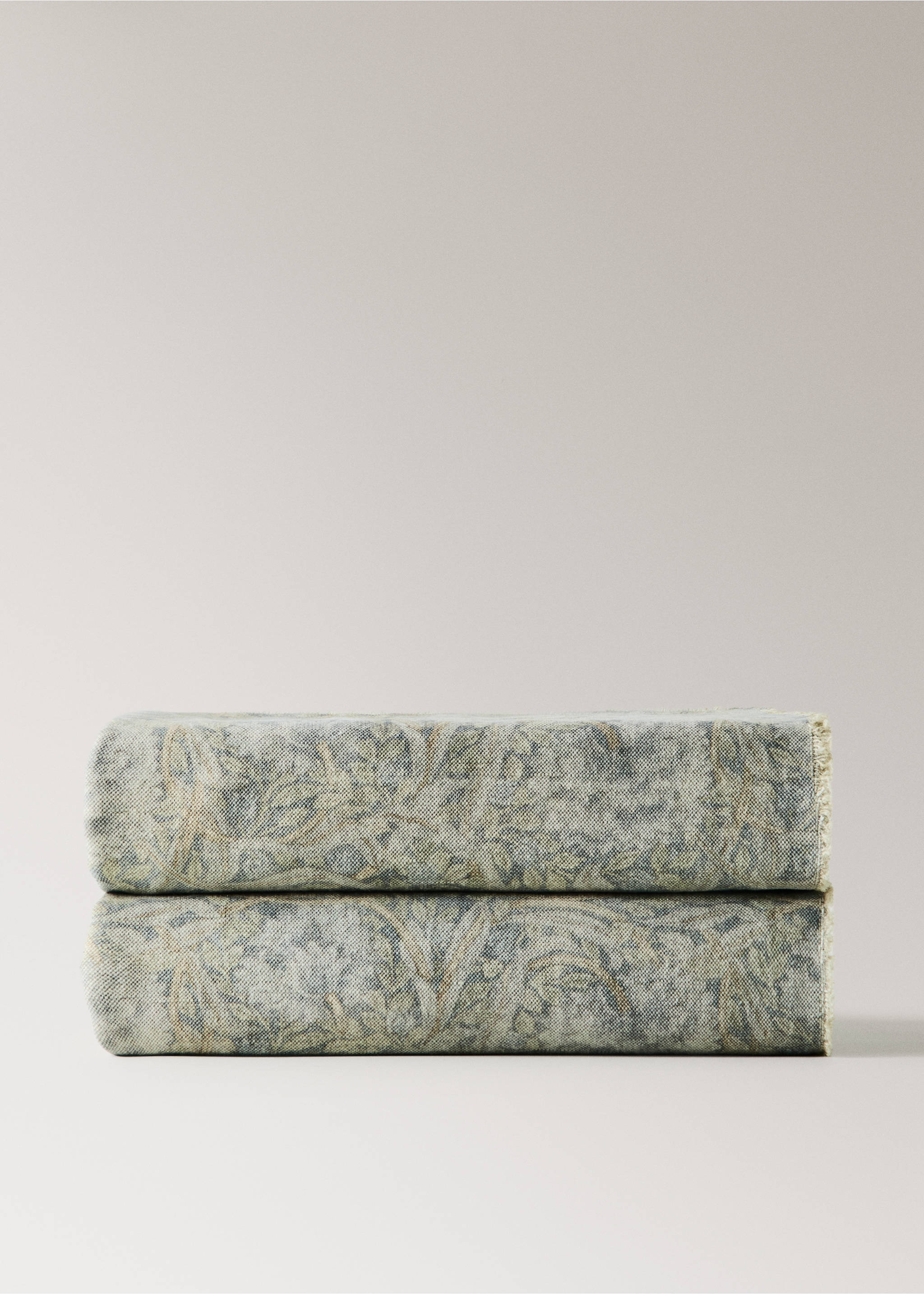 Printed cotton linen blanket - Article without model, Blue. Ref: 37071481-00.
