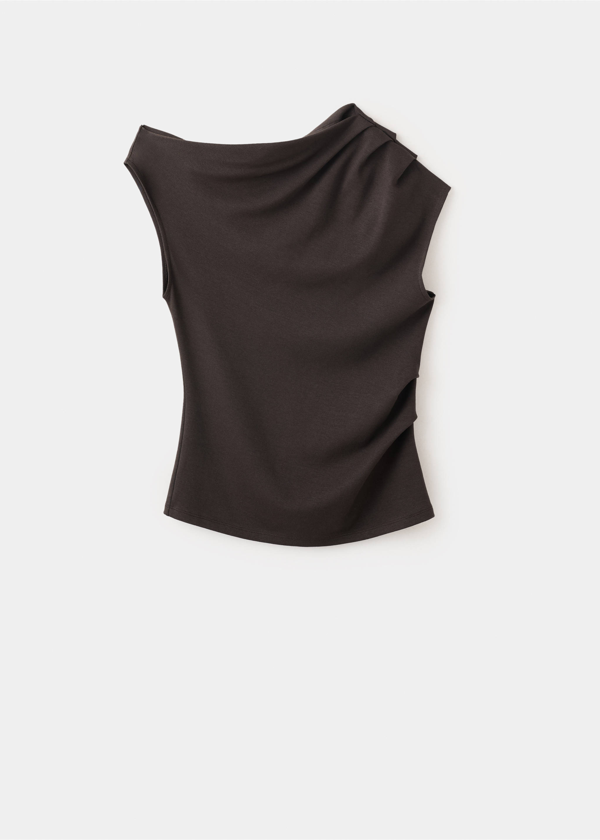 T-shirt asymétrique froncé - Article sans modèle, Chocolat. Ref: 37071483-00.