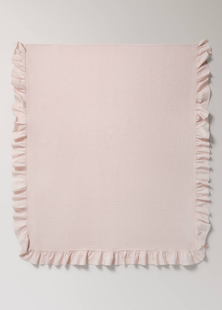 Jacquard-Baumwolldecke mit Volant für die Minibabywiege — Nude