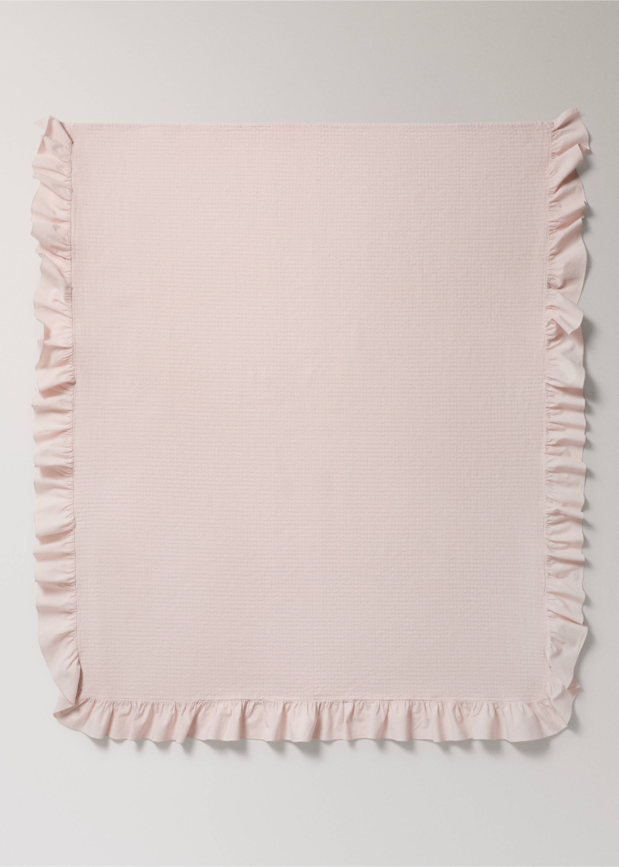Jacquard cotton bedspread with ruffle for mini cot - Details of the article 3, Nude. Ref: 37071487-00.