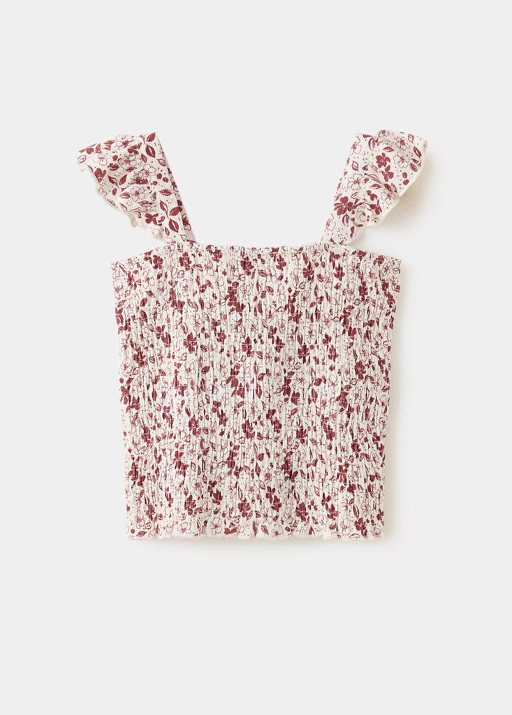 Floral print top — Maroon