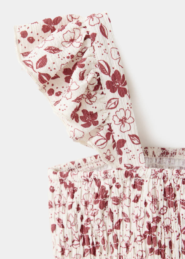Floral print top — Maroon