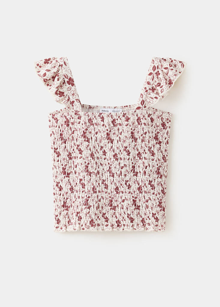 Floral print top — Maroon