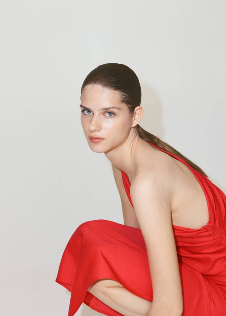 Asymmetrical pleated dress
