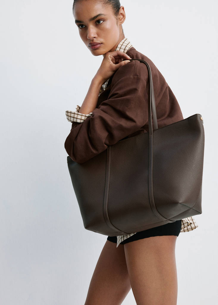 Shopper bag with double handle — Chocolate