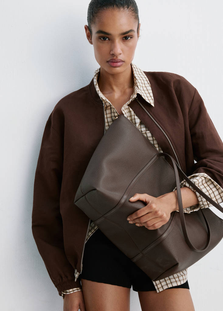 Shopper bag with double handle — Chocolate