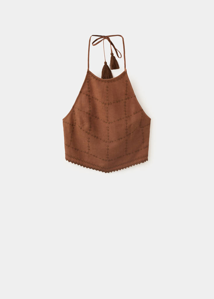 Fringed halter top — Russet