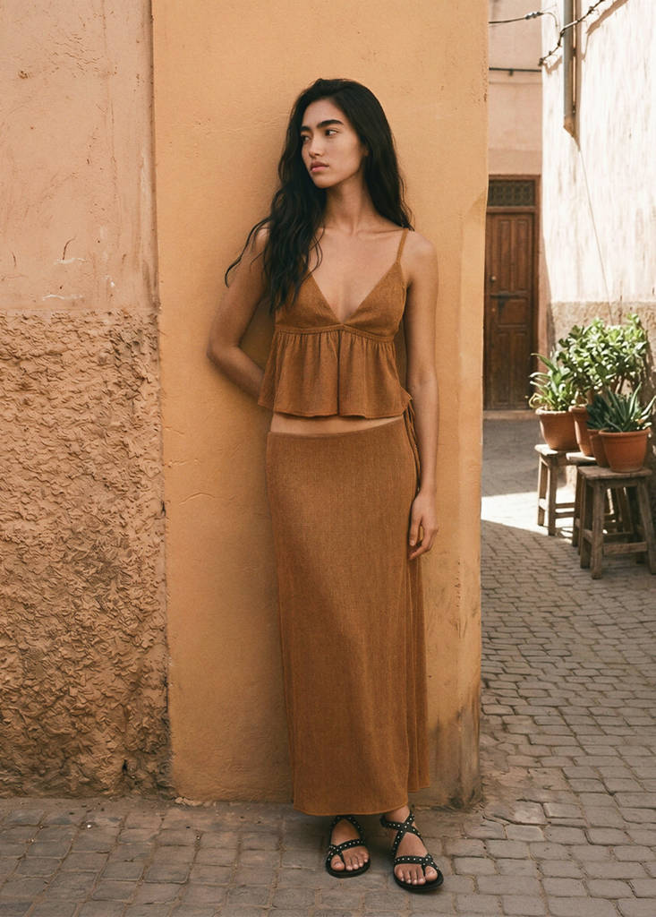 Wrap flowy skirt — Burnt Orange