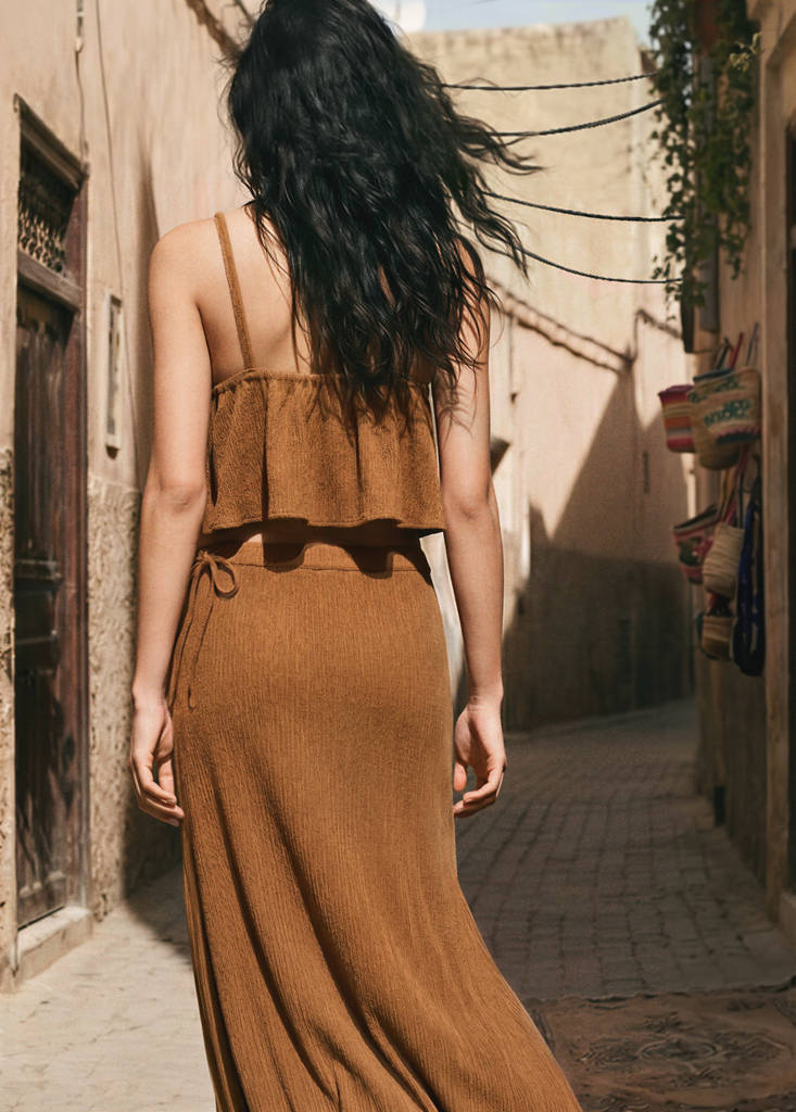 Wrap flowy skirt — Burnt Orange