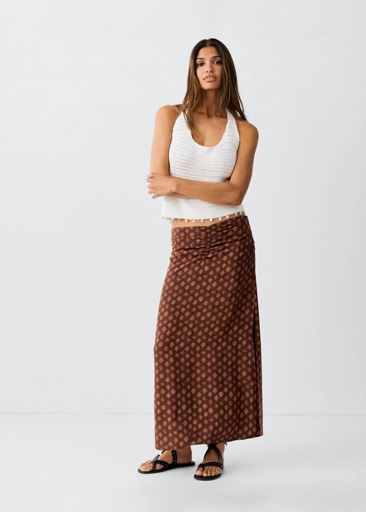 Printed chiffon skirt — Russet