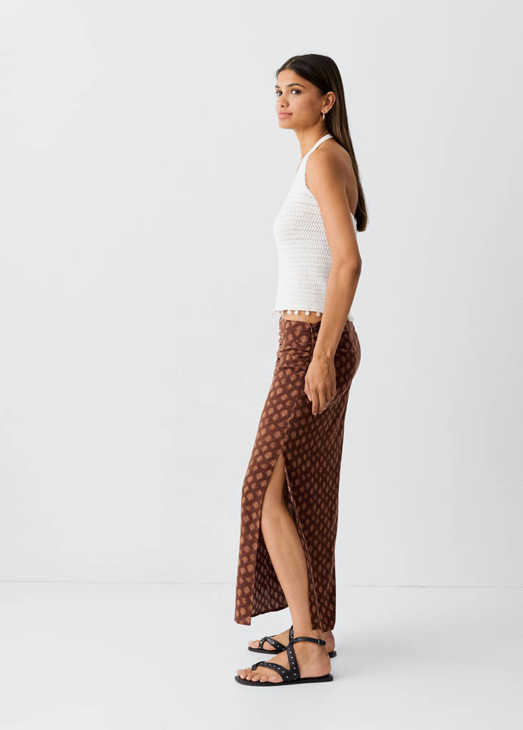 Printed chiffon skirt — Russet