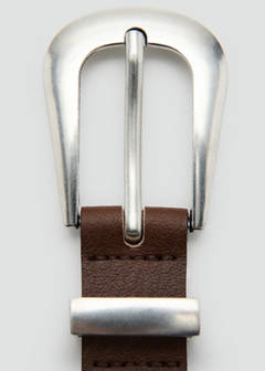 Leather belt with metal detail — Chocolate 3