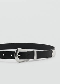 Leather belt with metal detail — Black 2