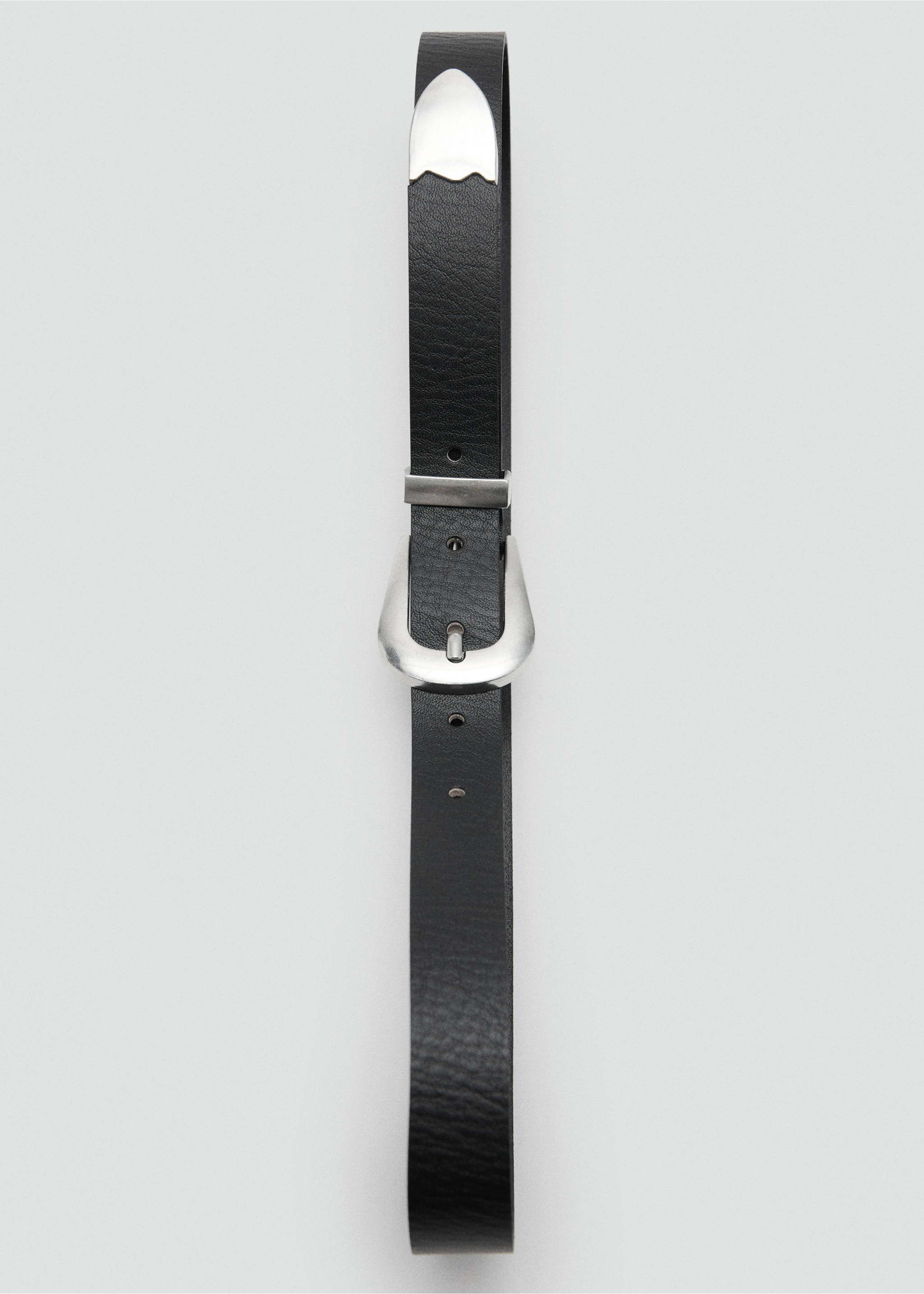 Ceinture en cuir détail métallique - Détail de l'article 2, Noir. Ref: 37071515-00.