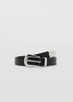 Leather belt with metal detail — Black 1