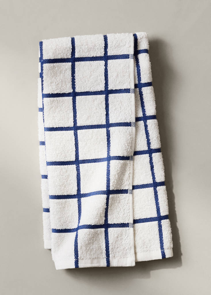 Frayed cotton terry kitchen towel — Indigo Blue
