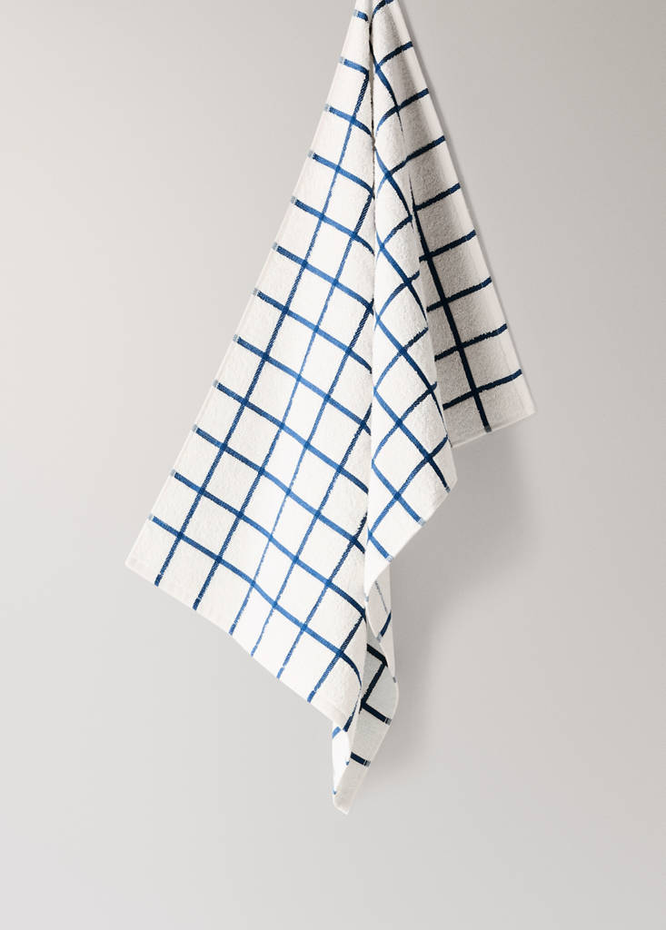 Frayed cotton terry kitchen towel — Indigo Blue