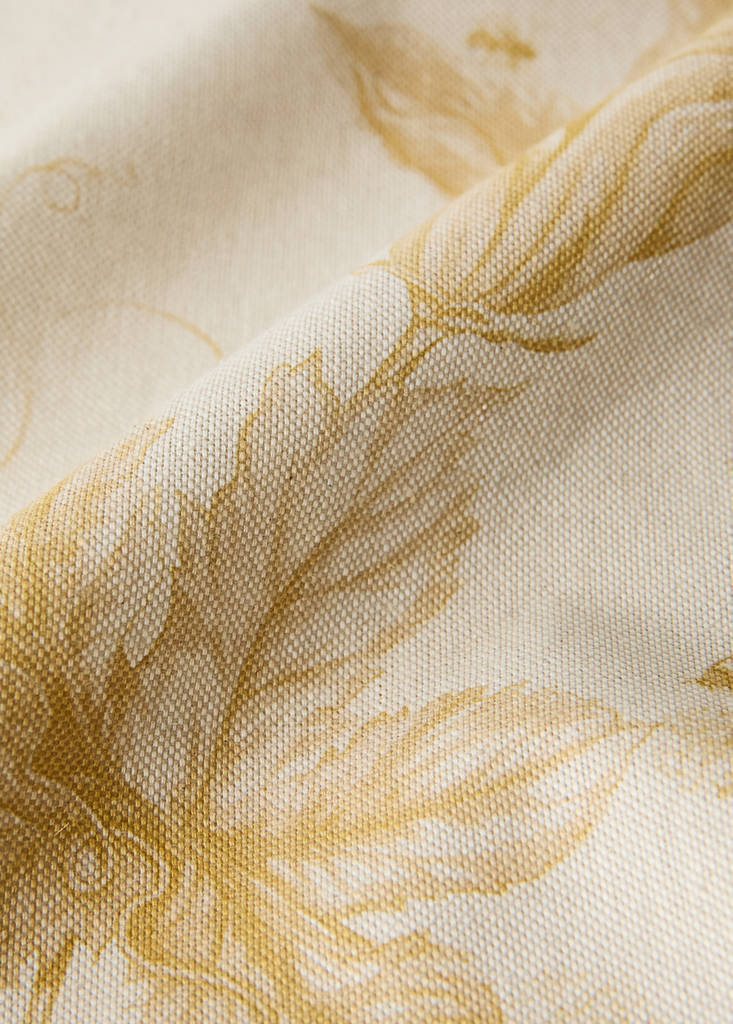 Pumpkin print cotton kitchen towel — Mustard