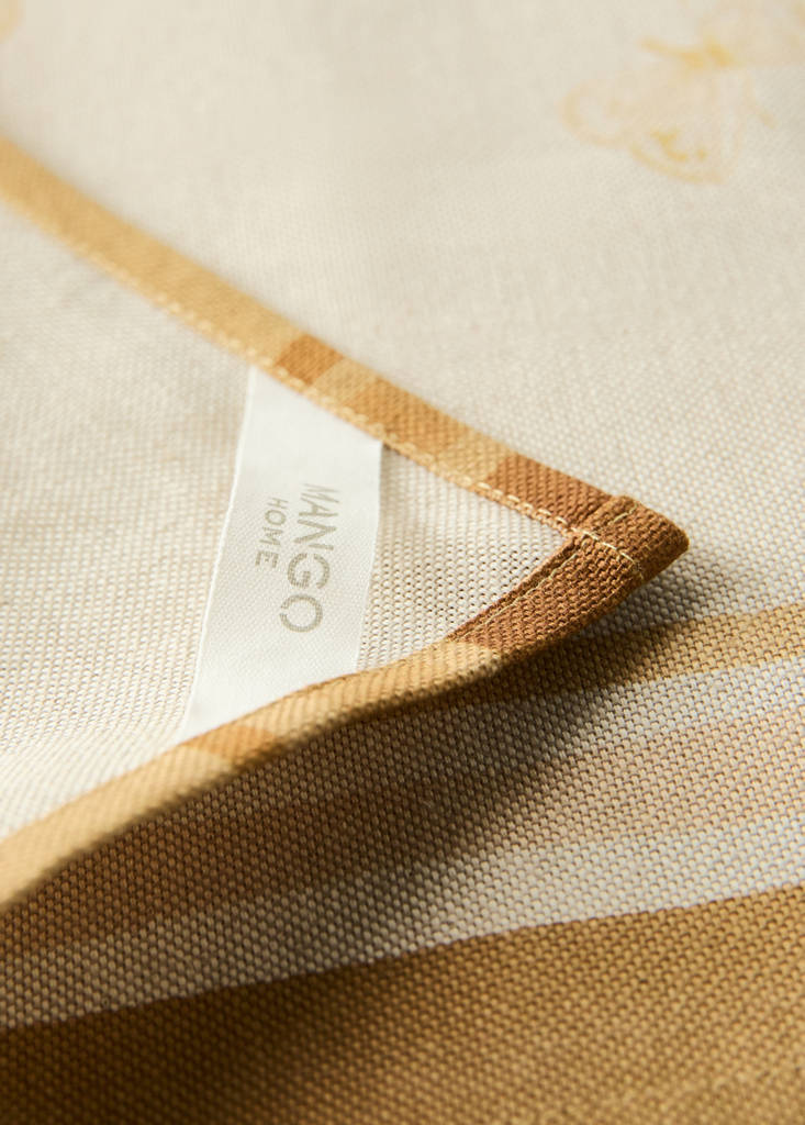 Pumpkin print cotton kitchen towel — Mustard